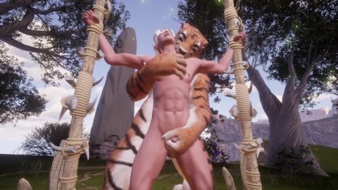 Furry Tigress Edging Human Cock